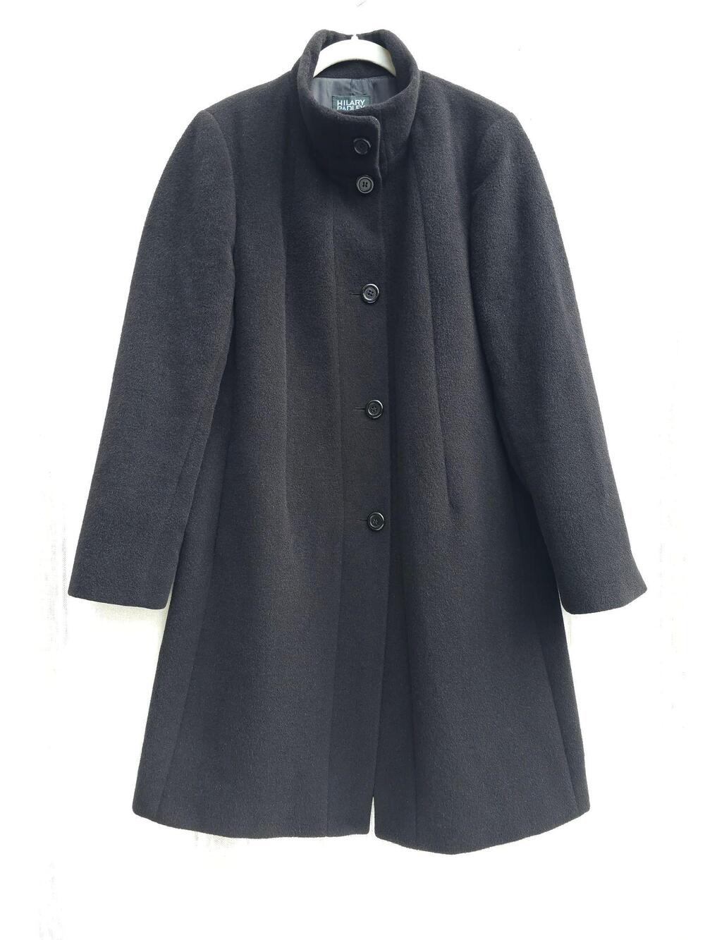 Hilary Radley Coat Womens 8 Black Alpaca Wool Funnel Neck Long Winter Jacket